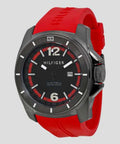 Tommy Hilfiger Windsurf Black Dial Red Rubber Strap Watch for Men - 1791112