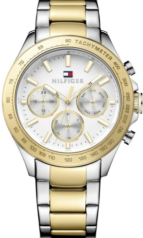 Tommy Hilfiger Hudson Chronograph White Dial Two Tone Steel Strap Watch For Men - 1791226