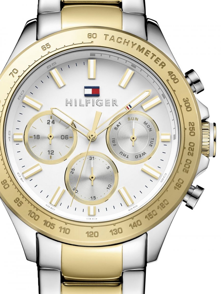 Tommy Hilfiger Hudson Chronograph White Dial Two Tone Steel Strap Watch For Men - 1791226