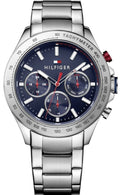 Tommy Hilfiger Hudson Chronograph Quartz Blue Dial Silver Steel Strap Watch For Men - 1791228