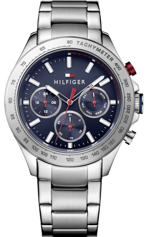 Tommy Hilfiger Hudson Chronograph Quartz Blue Dial Silver Steel Strap Watch For Men - 1791228