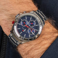 Tommy Hilfiger Hudson Chronograph Quartz Blue Dial Silver Steel Strap Watch For Men - 1791228