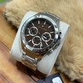 Tommy Hilfiger Hudson Chronograph Quartz Brown Dial Silver Steel Strap Watch For Men - 1791229