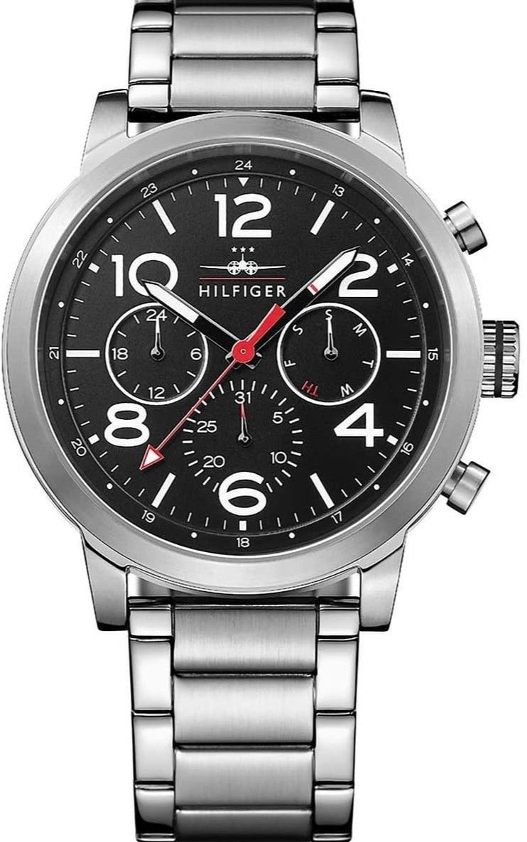 Tommy Hilfiger Jake Chronograph Black Dial Silver Steel Strap Watch for Men - 1791234