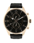 Tommy Hilfiger Dean Chronograph Quartz Black Dial Black Leather Strap Watch for Men - 1791273