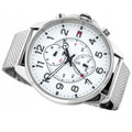 Tommy Hilfiger Dean Chronograph White Dial Silver Mesh Bracelet Watch for Men - 1791277