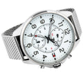 Tommy Hilfiger Dean Chronograph White Dial Silver Mesh Bracelet Watch for Men - 1791277