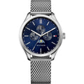 Tommy Hilfiger Oliver Quartz Blue Dial Silver Mesh Bracelet Watch for Men - 1791302