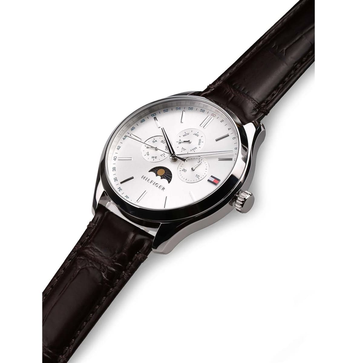 Tommy Hilfiger Oliver Quartz White Dial Brown Leather Strap Watch for Men - 1791304