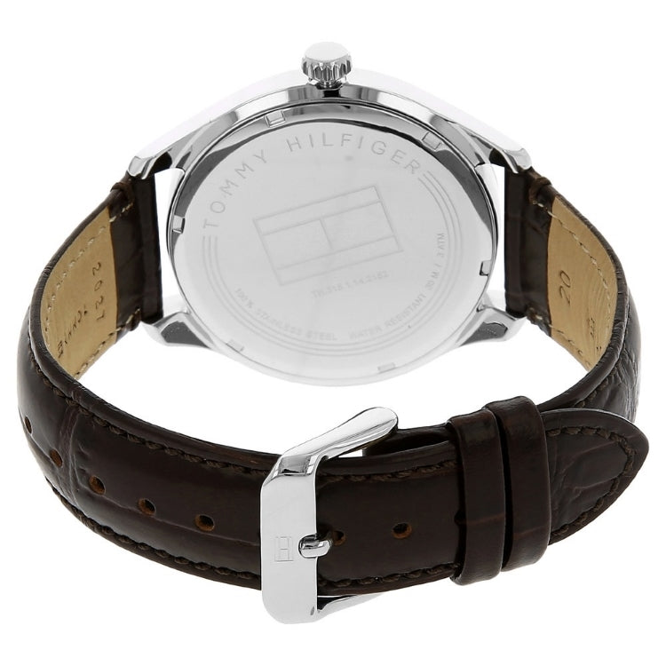 Tommy Hilfiger Oliver Quartz White Dial Brown Leather Strap Watch for Men - 1791304