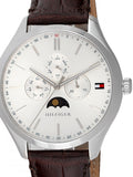 Tommy Hilfiger Oliver Quartz White Dial Brown Leather Strap Watch for Men - 1791304