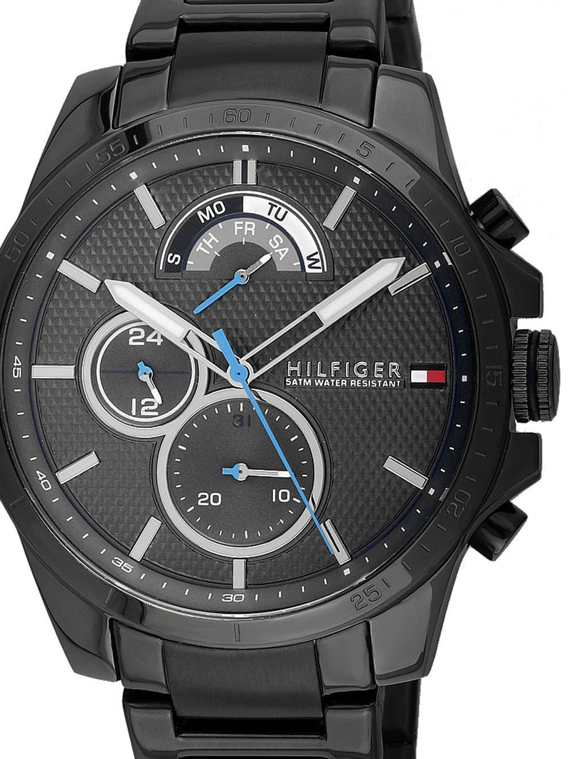 Tommy Hilfiger Decker Quartz Black Dial Black Steel Strap Watch for Men - 1791347