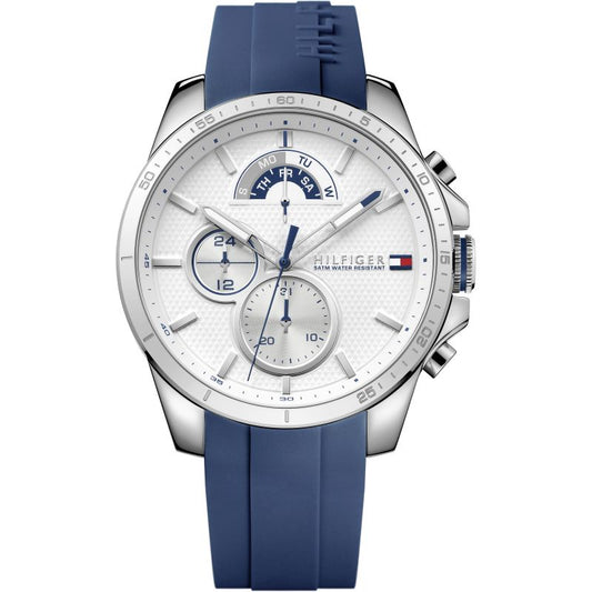 Tommy Hilfiger Decker Quartz White Dial Blue Rubber Strap Watch for Men - 1791349