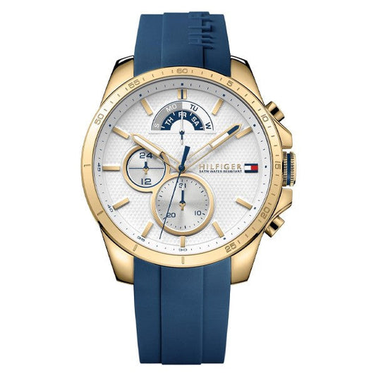 Tommy Hilfiger Decker White Dial Blue Rubber Strap Watch for Men - 1791353