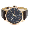 Tommy Hilfiger Kane Chronograph Quartz Blue Dial Brown Leather Strap Watch for Men - 1791399