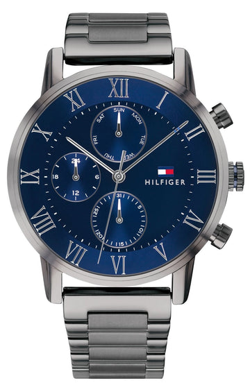 Tommy Hilfiger Kane Quartz Blue Dial Black Steel Strap Watch for Men - 1791456