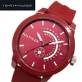 Tommy Hilfiger Denim Quartz Red Dial Red Rubber Strap Watch for Men - 1791480