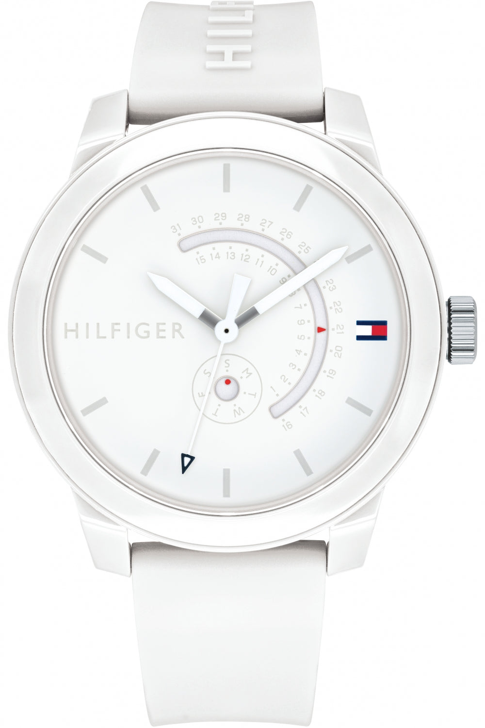 Tommy Hilfiger Denim Analog White Dial White Rubber Strap Watch for Men - 1791481