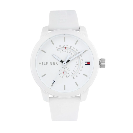 Tommy Hilfiger Denim Analog White Dial White Rubber Strap Watch for Men - 1791481