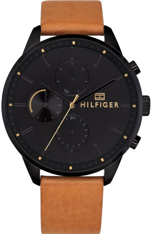 Tommy Hilfiger James Quartz Black Dial Brown Leather Strap Watch For Men - 1791486