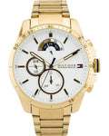 Tommy Hilfiger Iconic Quartz White Dial Gold Steel Strap Watch for Men - 1791538