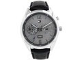 Tommy Hilfiger Deacan Grey Dial Black Leather Strap Watch for Men - 1791548