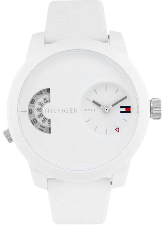 Tommy Hilfiger Denim White Dial White Rubber Strap Watch for Men - 1791558