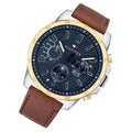 Tommy Hilfiger Decker Blue Dial Brown Leather Strap Watch for Men - 1791561