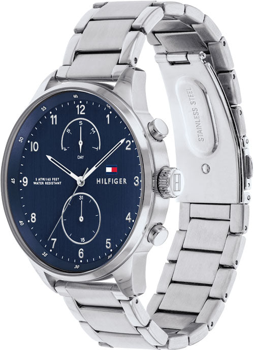 Tommy Hilfiger Deacan Blue Dial Silver Steel Strap Watch for Men - 1791551