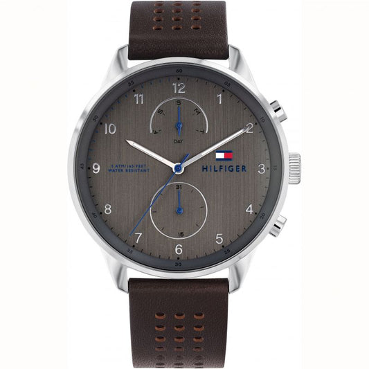 Tommy Hilfiger Chase Quartz Brown Dial Brown Leather Strap Watch for Men - 1791579