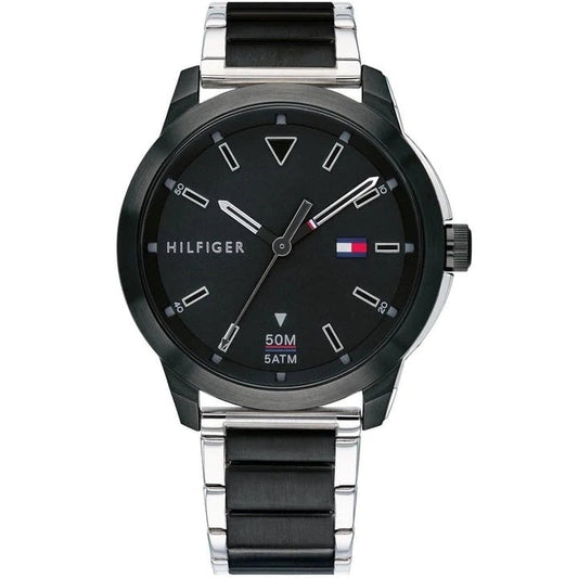 Tommy Hilfiger Sneaker Quartz Black Dial Two Tone Steel Strap Watch for Men - 1791619