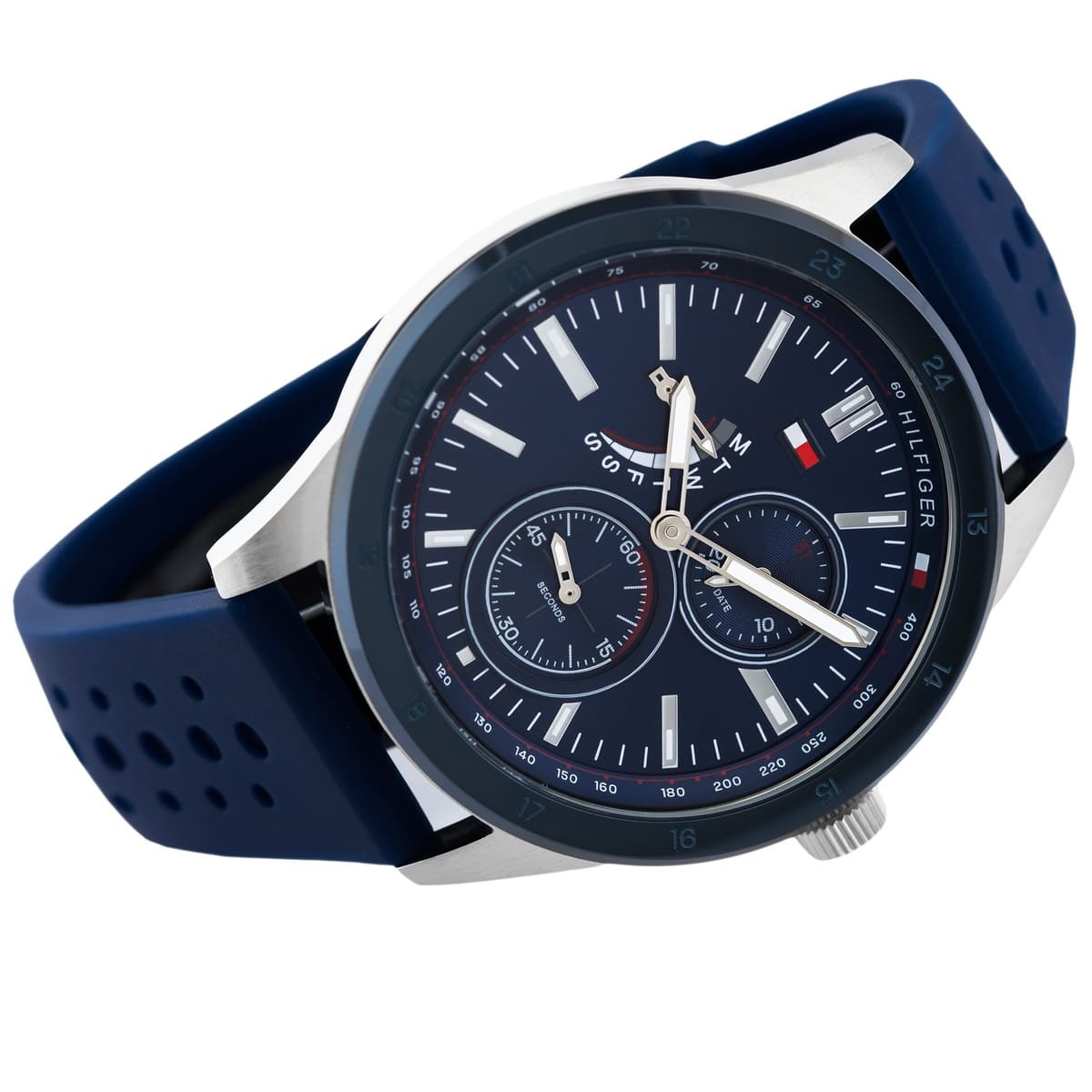 Tommy Hilfiger Austin Quartz Blue Dial Blue Rubber Strap Watch for Men - 1791635