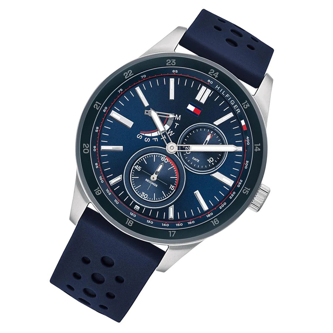 Tommy Hilfiger Austin Quartz Blue Dial Blue Rubber Strap Watch for Men - 1791635