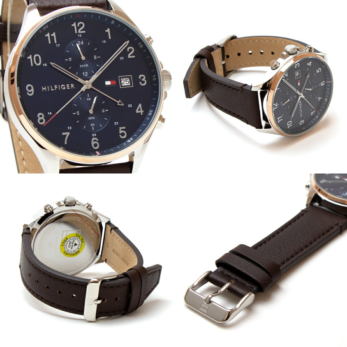 Tommy Hilfiger West Chronograph Blue Dial Brown Leather Strap Watch For Men - 1791712