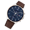 Tommy Hilfiger West Chronograph Blue Dial Brown Leather Strap Watch For Men - 1791712