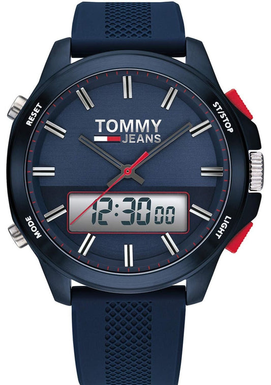 Tommy Hilfiger Digital Blue Dial Blue Rubber Strap Watch For Men - 1791761