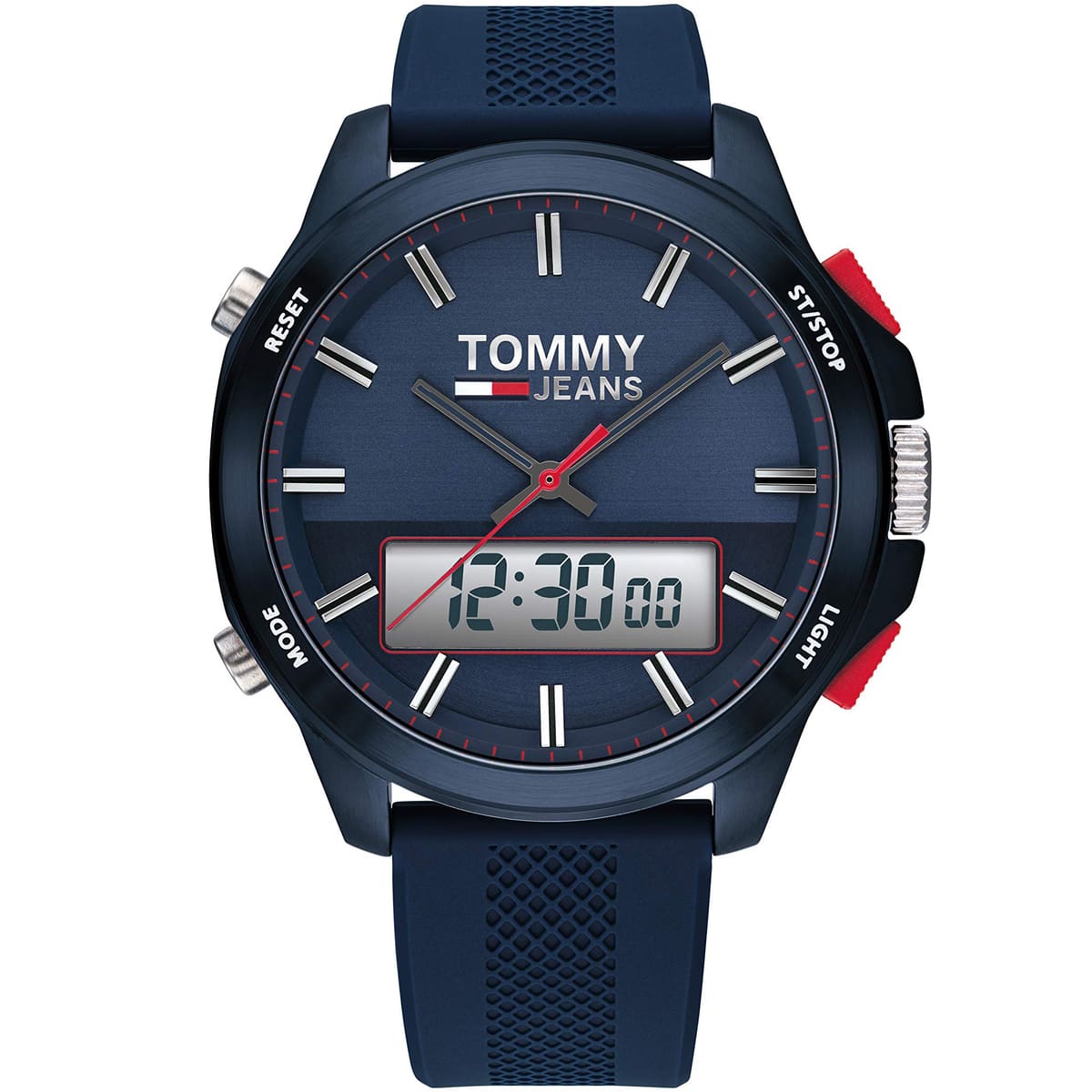 Tommy Hilfiger Digital Blue Dial Blue Rubber Strap Watch For Men - 1791761