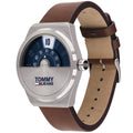 Tommy Hilfiger Monogram Pop Quartz Silver Dial Brown Leather Strap Watch For Men - 1791772