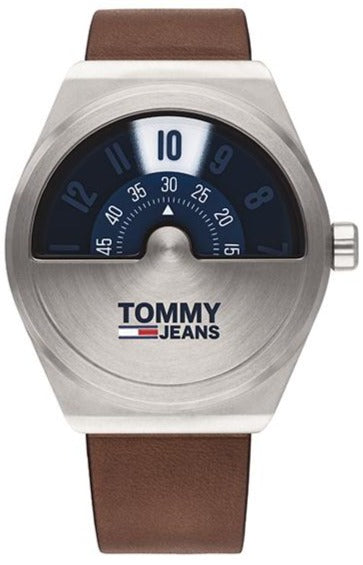 Tommy Hilfiger Monogram Pop Quartz Silver Dial Brown Leather Strap Watch For Men - 1791772