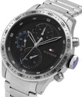 Tommy Hilfiger Trent Quartz Black Dial Silver Steel Strap Watch For Men - 1791805