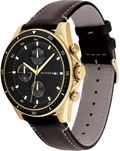 Tommy Hilfiger Parker Chronograph Black Dial Brown Leather Strap Watch For Men  - 1791836