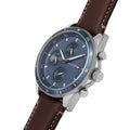 Tommy Hilfiger Parker Chronograph Blue Dial Brown Leather Strap Watch For Men - 1791837