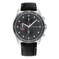 Tommy Hilfiger Parker Chronograph Quartz Grey Dial Black Leather Strap Watch For Men - 1791838