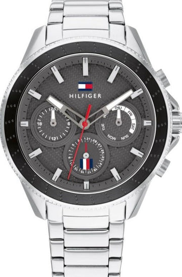 Tommy Hilfiger Aiden Chronograph Quartz Grey Dial Silver Steel Strap Watch For Men - 1791857