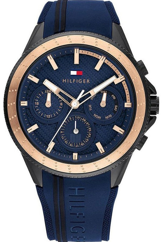 Tommy Hilfiger Aiden Chronograph Blue Dial Blue Silicone Strap Watch For Men - 1791860