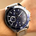 Tommy Hilfiger Larson Chronograph Blue Dial Silver Steel Strap Watch For Men - 1791917