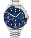 Tommy Hilfiger Larson Chronograph Blue Dial Silver Steel Strap Watch For Men - 1791917