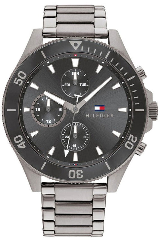 Tommy Hilfiger Larson Chronograph Grey Dial Silver Steel Strap Watch For Men - 1791918