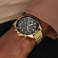 Tommy Hilfiger Larson Chronograph Black Dial Gold Steel Strap Watch For Men - 1791919