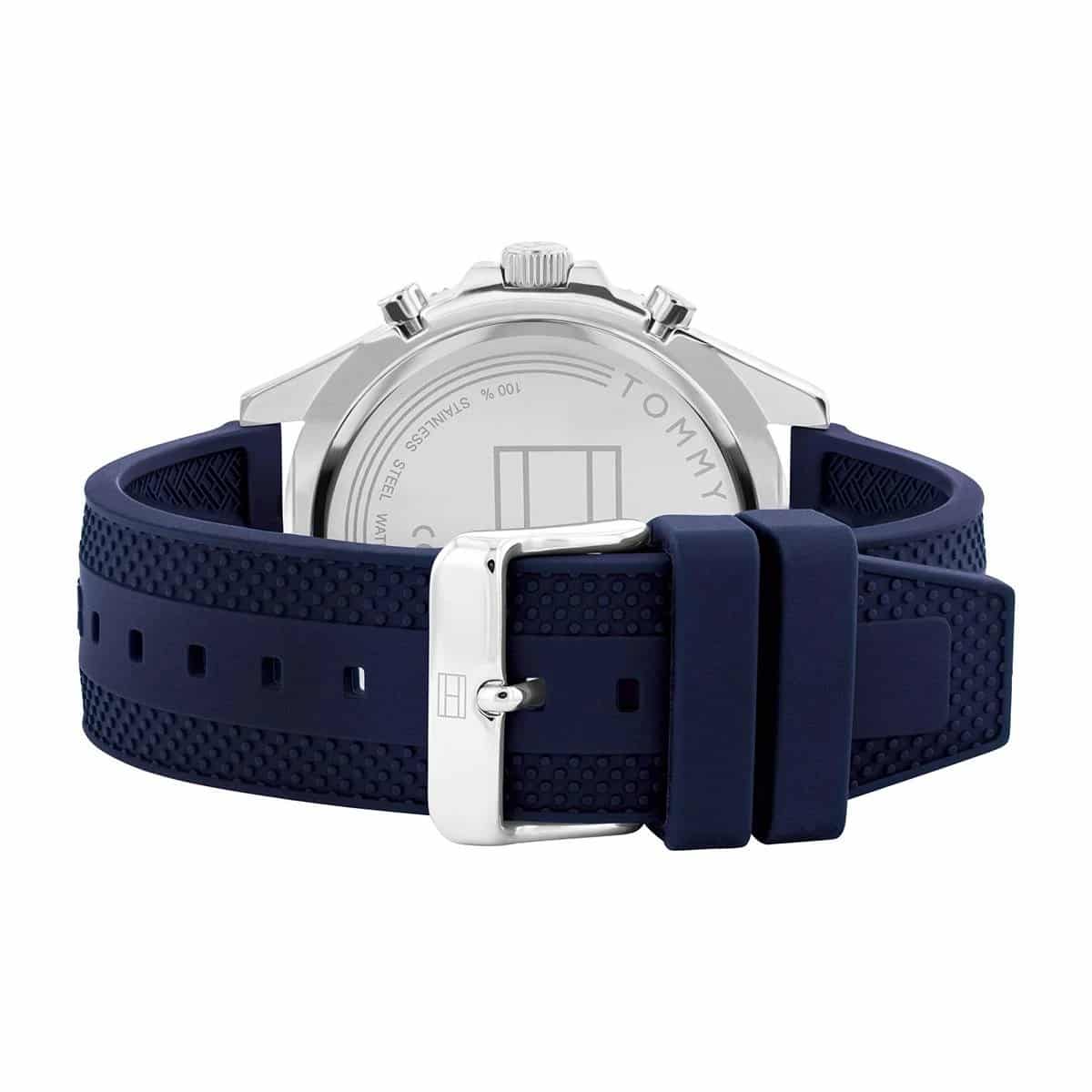 Tommy Hilfiger Larson Chronograph Blue Dial Blue Rubber Strap Watch For Men - 1791920